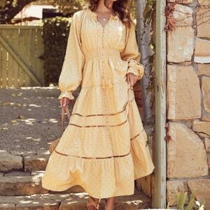 Vici Maxi Long-Sleeve Yellow Dress